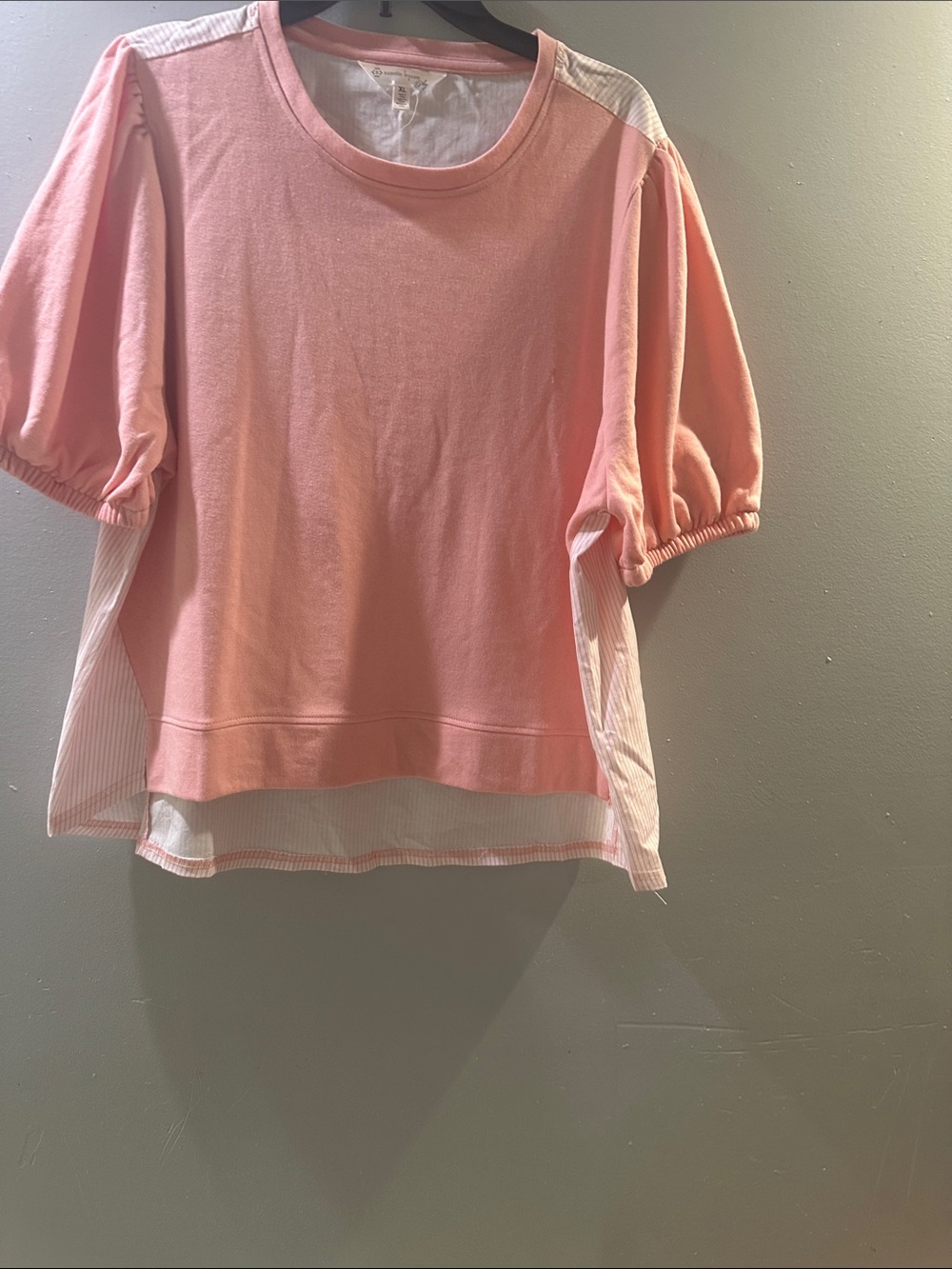 Nanette Lepore Peach-Pink Layered Puff-Sleeve Sweatshirt